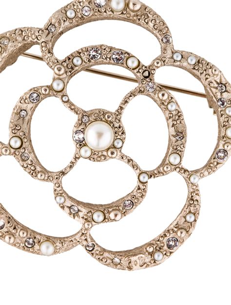 chanel camellia brooch constallation|Chanel pearl brooch price.